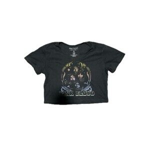 Pink Floyd Graphic Crop Top Dark Gray Sz M